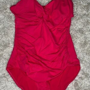 POPUSH Women’s Fuchsia One-Piece Swimsuit - Classic Ruched Design